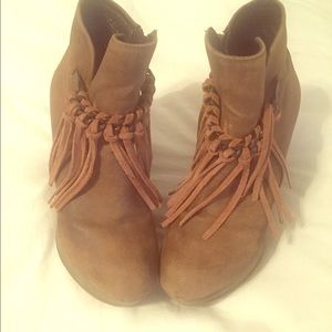 Sbicca fringe ankle bootie